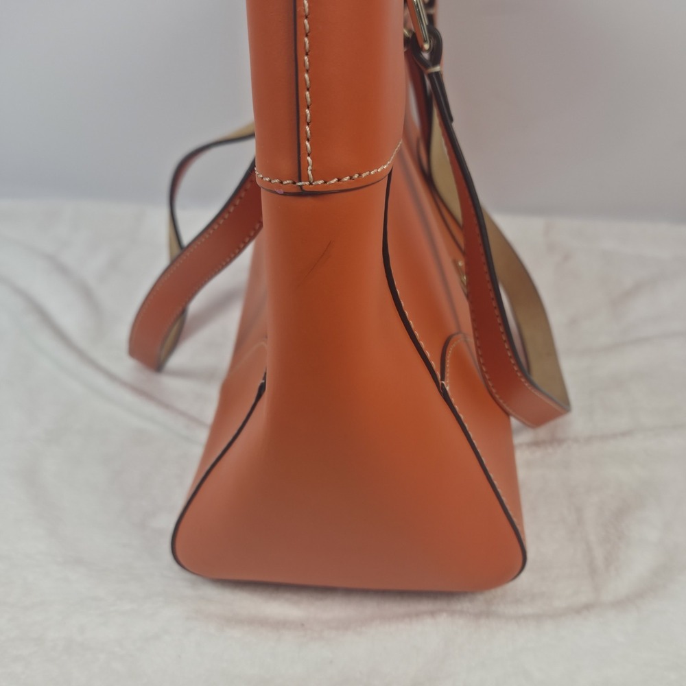 Dooney & Bourke "MILA" Pumpkin Color/Large Leather Tote Bag With Dust Cover - Picture 8 of 16